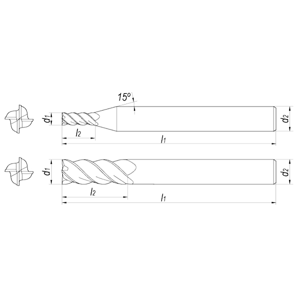 Фреза концевая твердосплавная D16x35x90x16 Z4 AlCrN