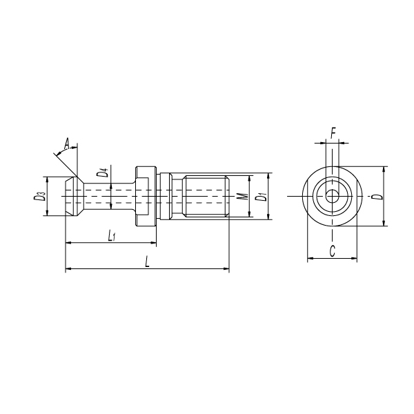 Штревель М24 ISO50 45° MAS-BT с отверстием