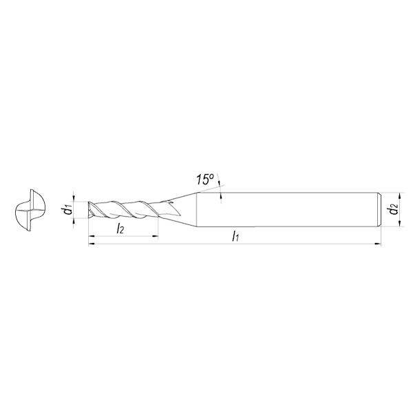 Фреза концевая твердосплавная D2,5x8x45x6 Z2