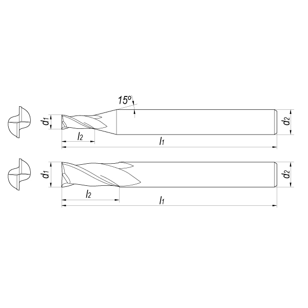 Фреза концевая твердосплавная D2,9x8x45x4 Z2 AlCrN