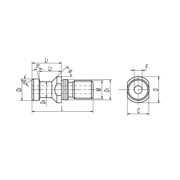 Штревель M16 ISO40 DIN69872A с отверстием и кольцом