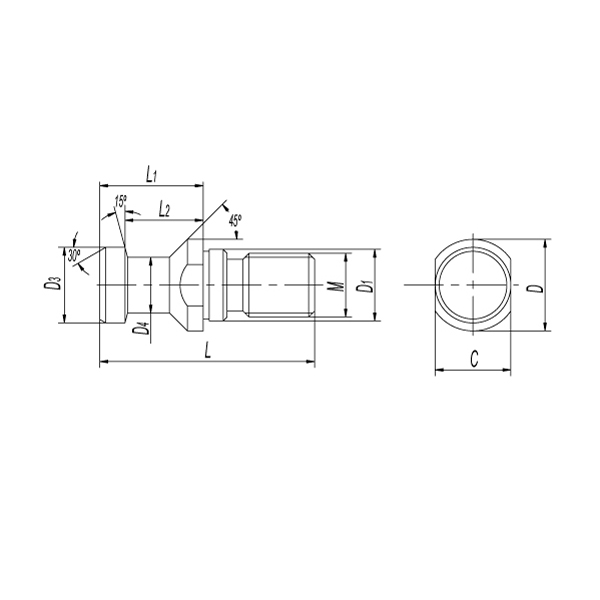 Штревель M16 ISO40 DIN69872B без отверстия