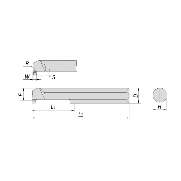 Резец твердосплавный канавочный 4x10x50 мм, R 0,05, W 0,5