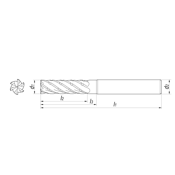 Фреза концевая высокопроизводительная твердосплавная D12x39x95x12 Z6 TiSiN