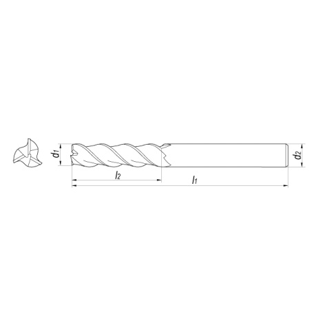 Фреза концевая твердосплавная D3x15x50x6 Z3 Ta-C