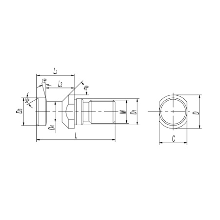 Штревель M16 ISO40 DIN69872А с отверстием