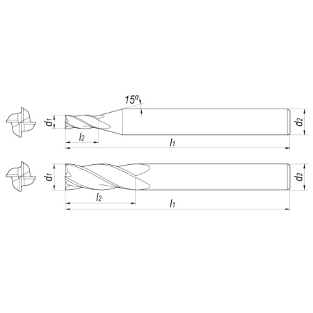 Фреза концевая твердосплавная D4,5x11x45x6 Z4 AlCrN