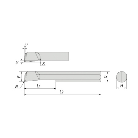 Мини-резец твердосплавный расточной 3x6x50 мм, R 0,1