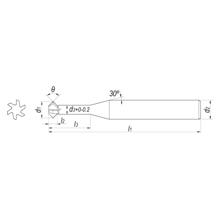 Фреза Т-образная фасочная твердосплавная D8x3,8x20x70x8 Z4 90°