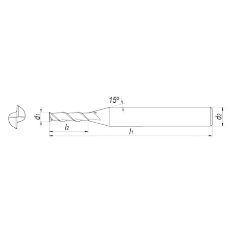 Фреза концевая твердосплавная D1,5x8x45x6 Z2