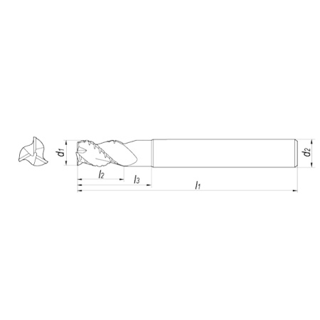 Фреза концевая черновая твердосплавная D20xR2x30x50x110x20 Z3 TiSiN