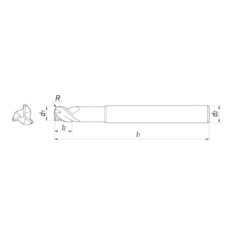 Фреза концевая твердосплавная D12xR3x30x75x12 Z3 Ta-C