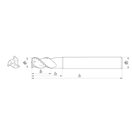 Фреза концевая черновая твердосплавная D16x25x35x110x16 Z3 TiSiN