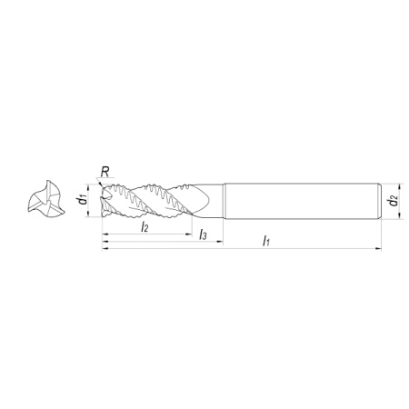 Фреза концевая черновая твердосплавная D4x10x15x60x6 Z3